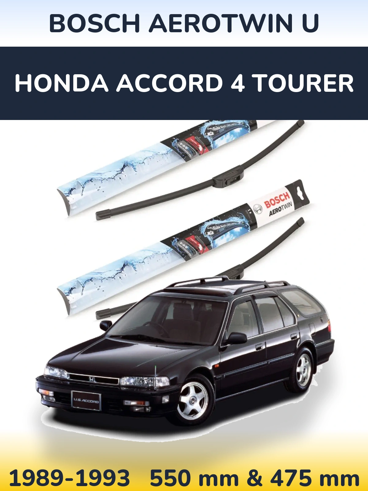 Sada předních stěračů BOSCH AeroTwin U 550 a 475 mm pro Honda Accord 4 Tourer 1989-1993