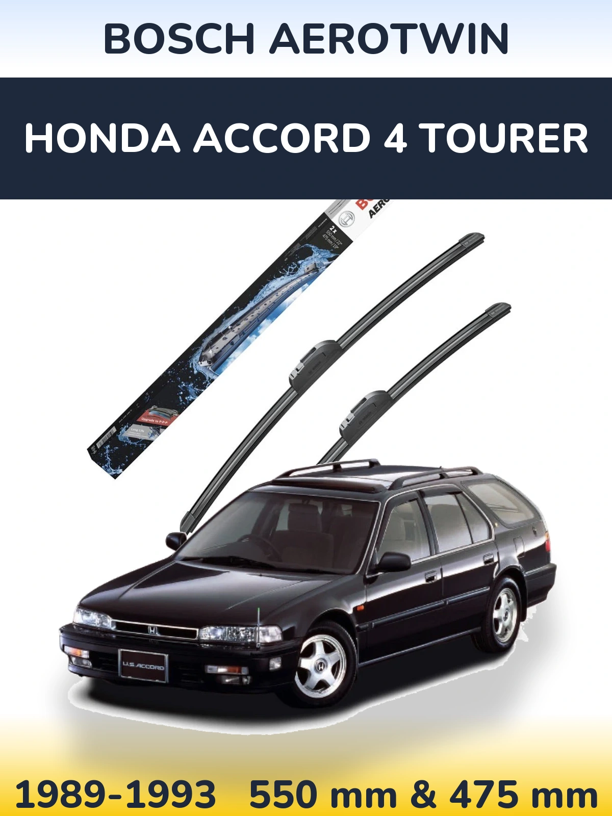 Sada předních stěračů BOSCH AeroTwin 550 a 475 mm pro Honda Accord 4 Tourer 1989-1993
