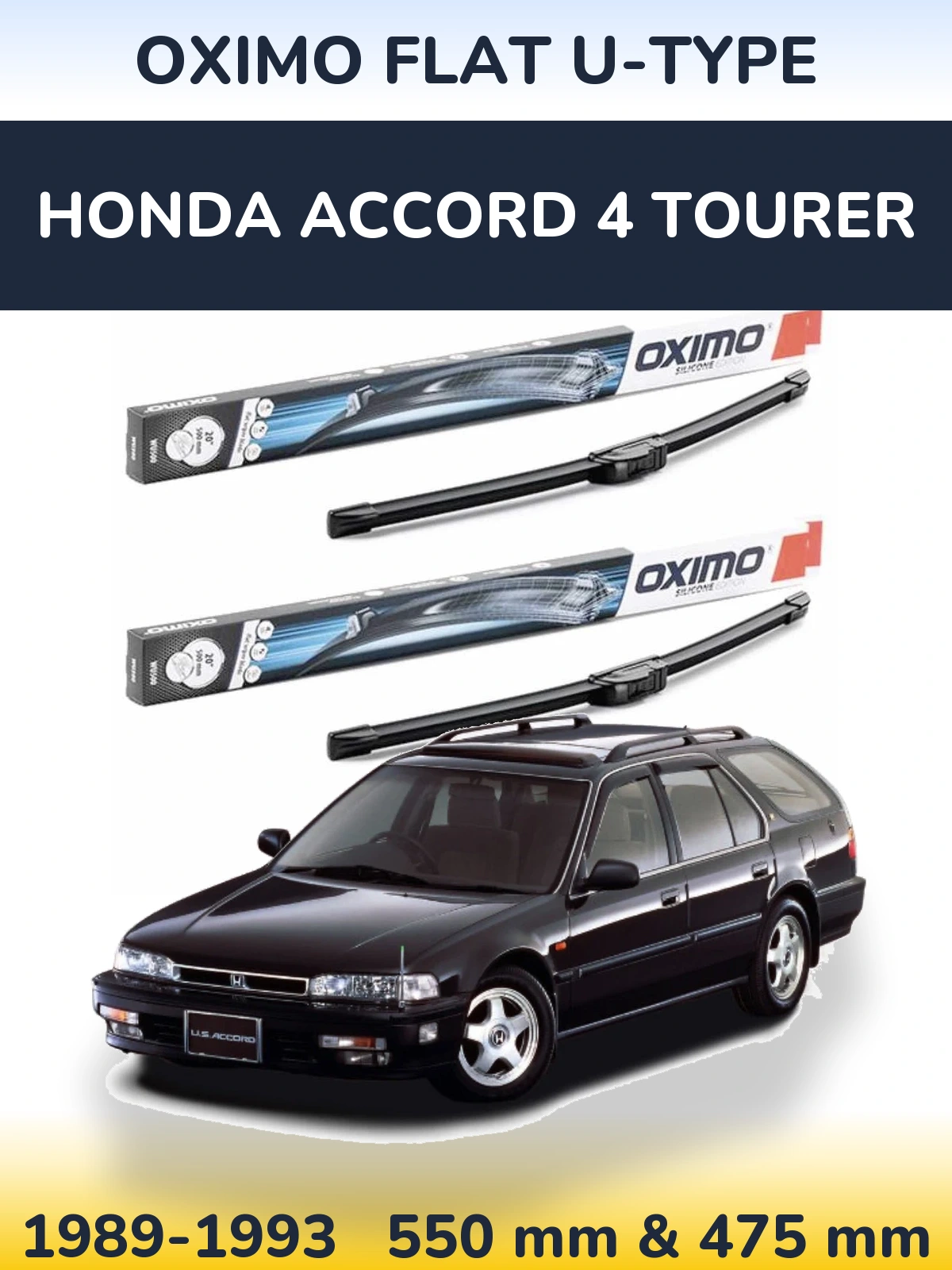 Sada předních stěračů Oximo Flat U-type 550 a 475 mm pro Honda Accord 4 Tourer 1989-1993