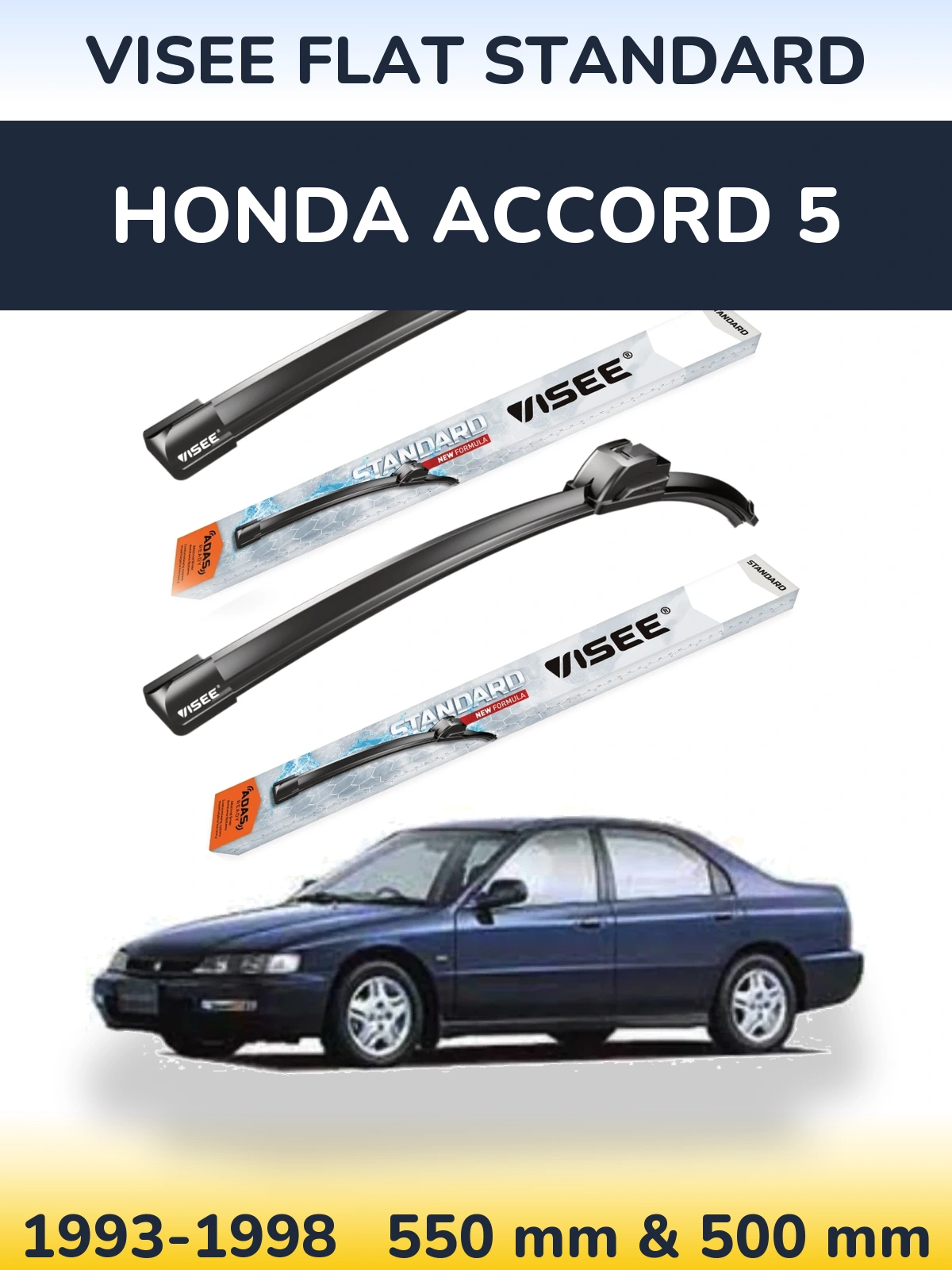 Sada předních stěračů VISEE FLAT STANDARD 550 a 500 mm pro Honda Accord 5 1993-1998
