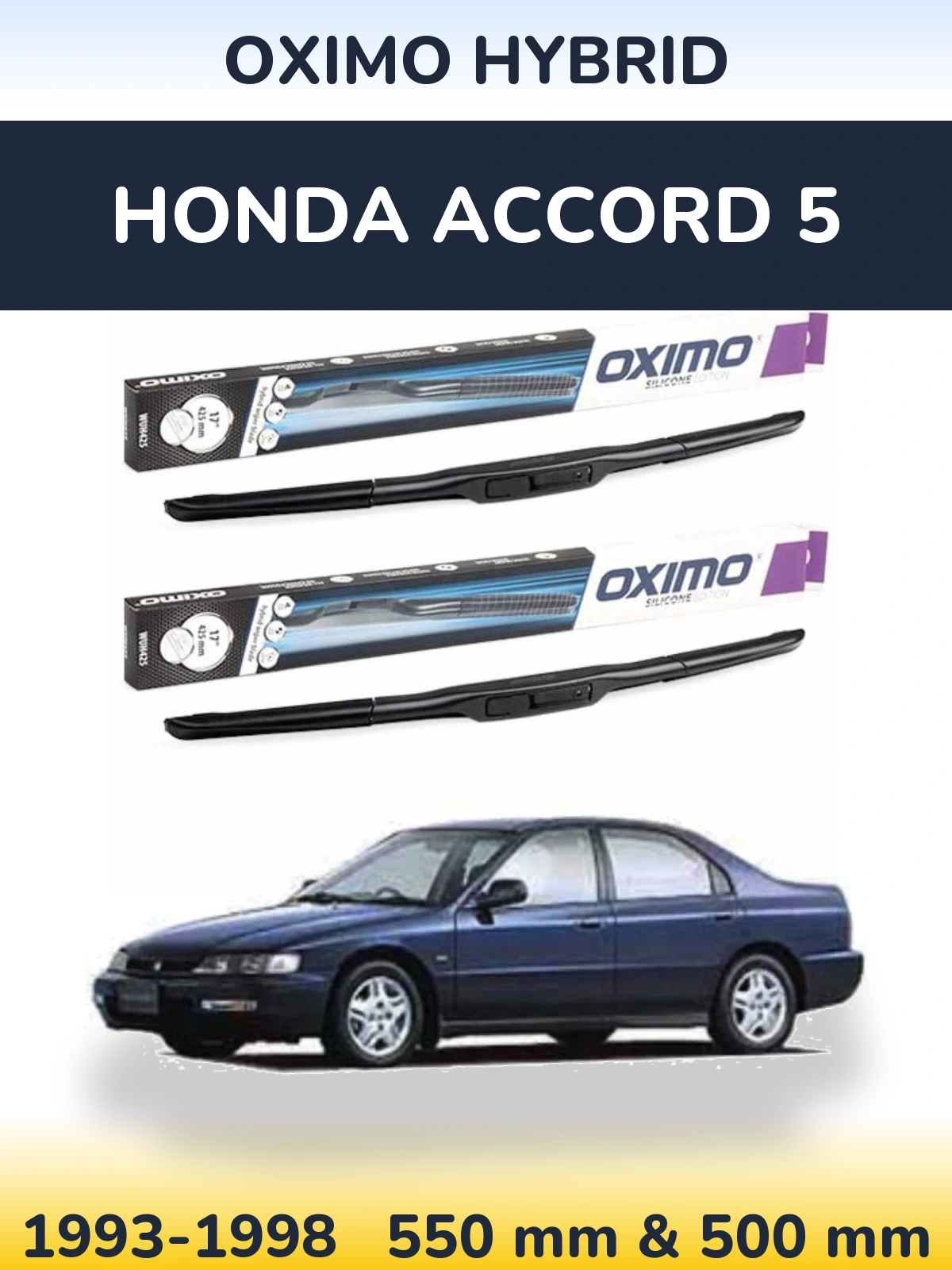 Sada předních stěračů Oximo Hybrid 550 a 500 mm pro Honda Accord 5 1993-1998