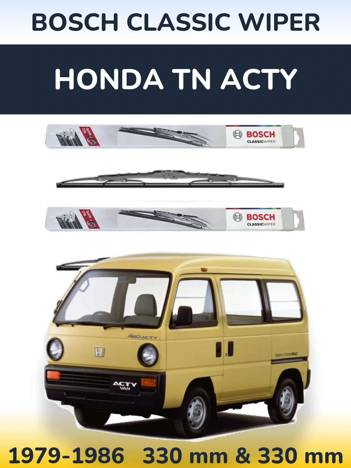 Комплект передніх щіток BOSCH Classic Wiper 340 & 340 мм для Honda TN Acty 1979-1986