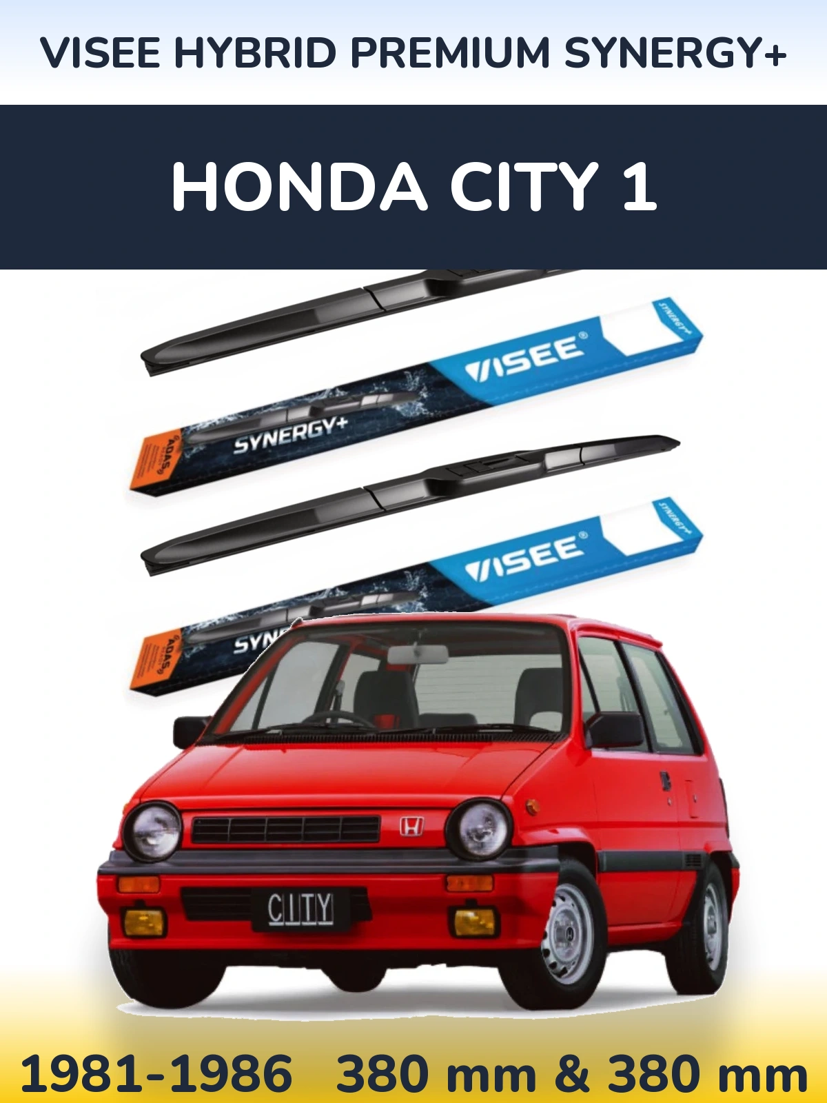 Sada předních stěračů VISEE HYBRID PREMIUM SYNERGY+ 380 a 380 mm pro Honda City 1 1981-1986