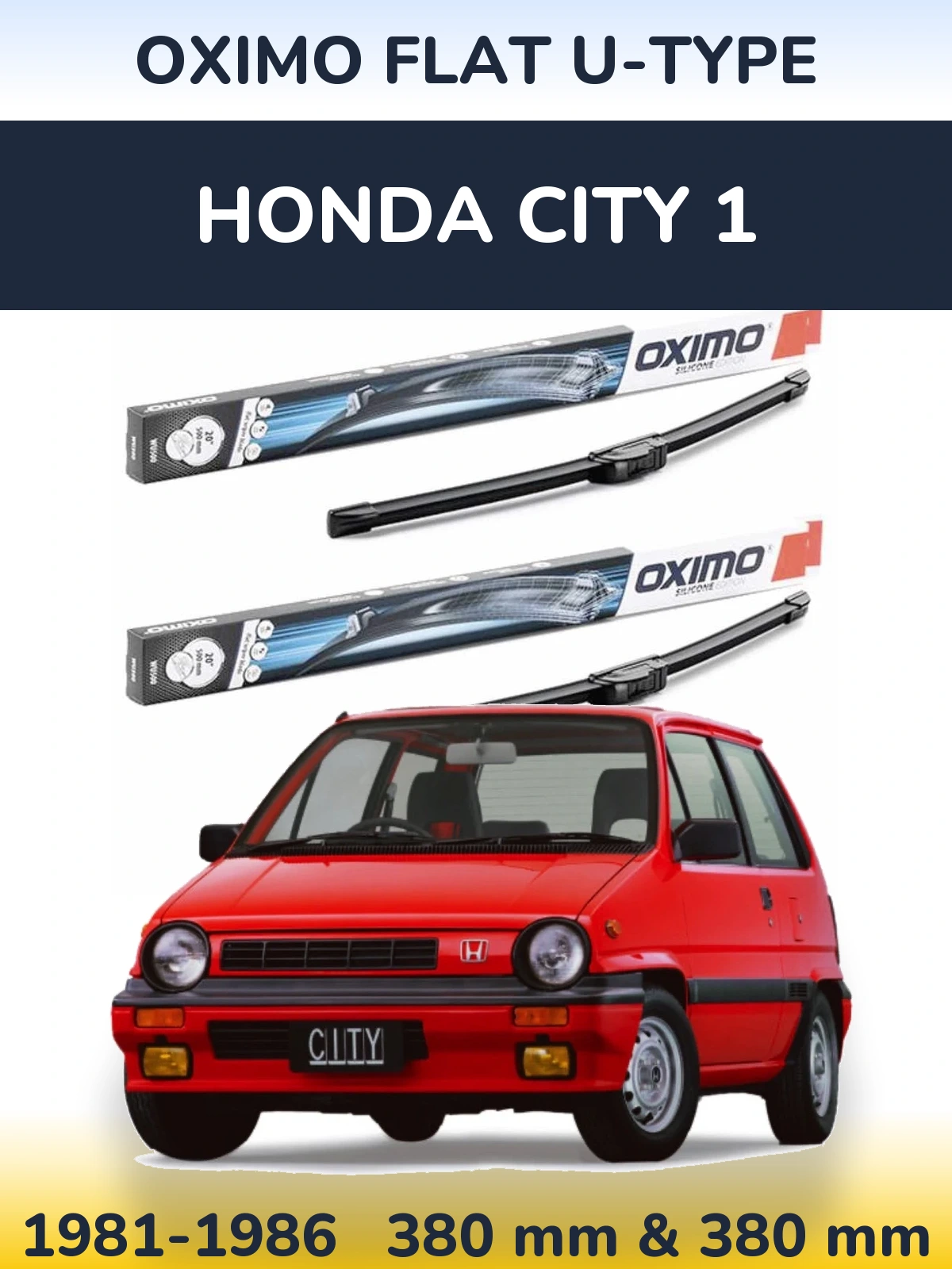 Sada předních stěračů Oximo Flat U-type 380 a 380 mm pro Honda City 1 1981-1986