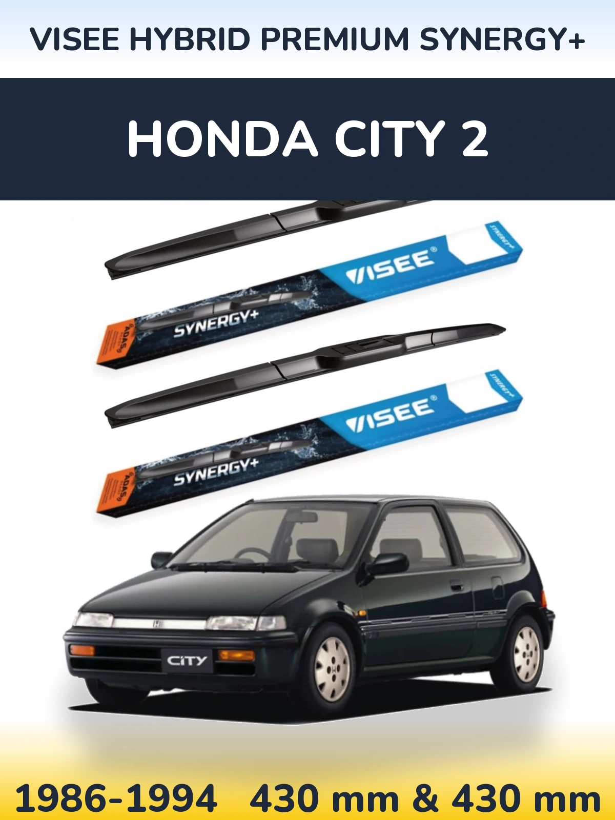 Sada předních stěračů VISEE HYBRID PREMIUM SYNERGY+ 430 a 430 mm pro Honda City 2 1986-1994