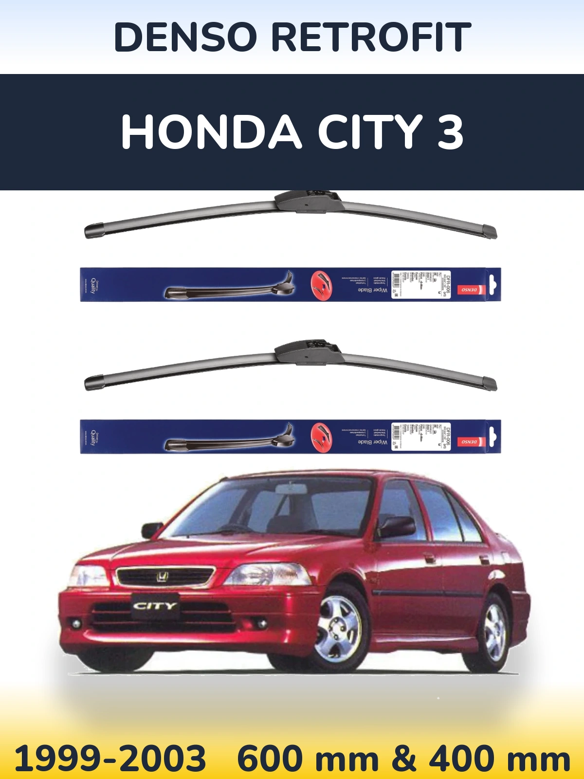 Комплект передніх щіток Denso Retrofit 600 & 400 мм для Honda City 3 1999-2003