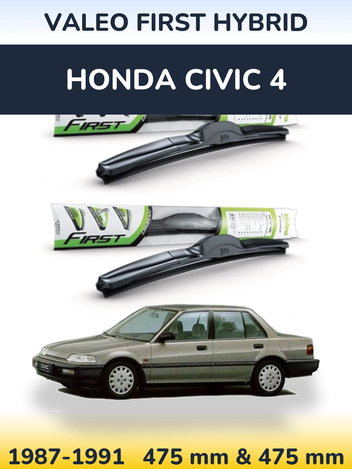 Sada předních stěračů Valeo First Hybrid 475 a 475 mm pro Honda Civic 4 1987-1991