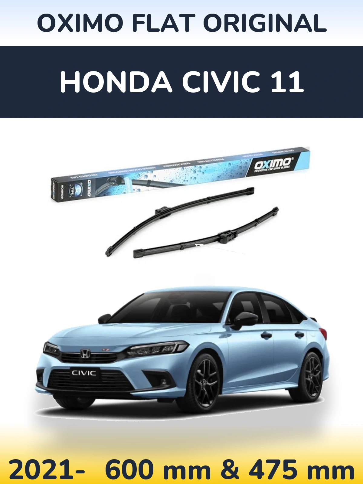 Sada předních stěračů Oximo Flat Original 600 a 475 mm pro Honda Civic 11 2021-2026