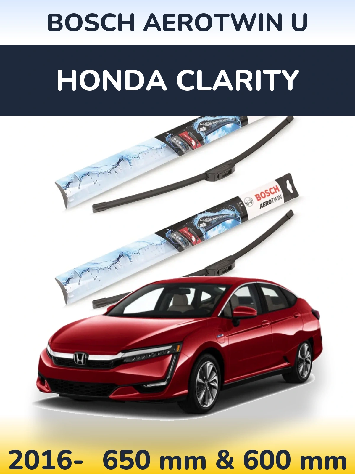 Sada předních stěračů BOSCH AeroTwin U 650 a 600 mm pro Honda Clarity 2016-2026