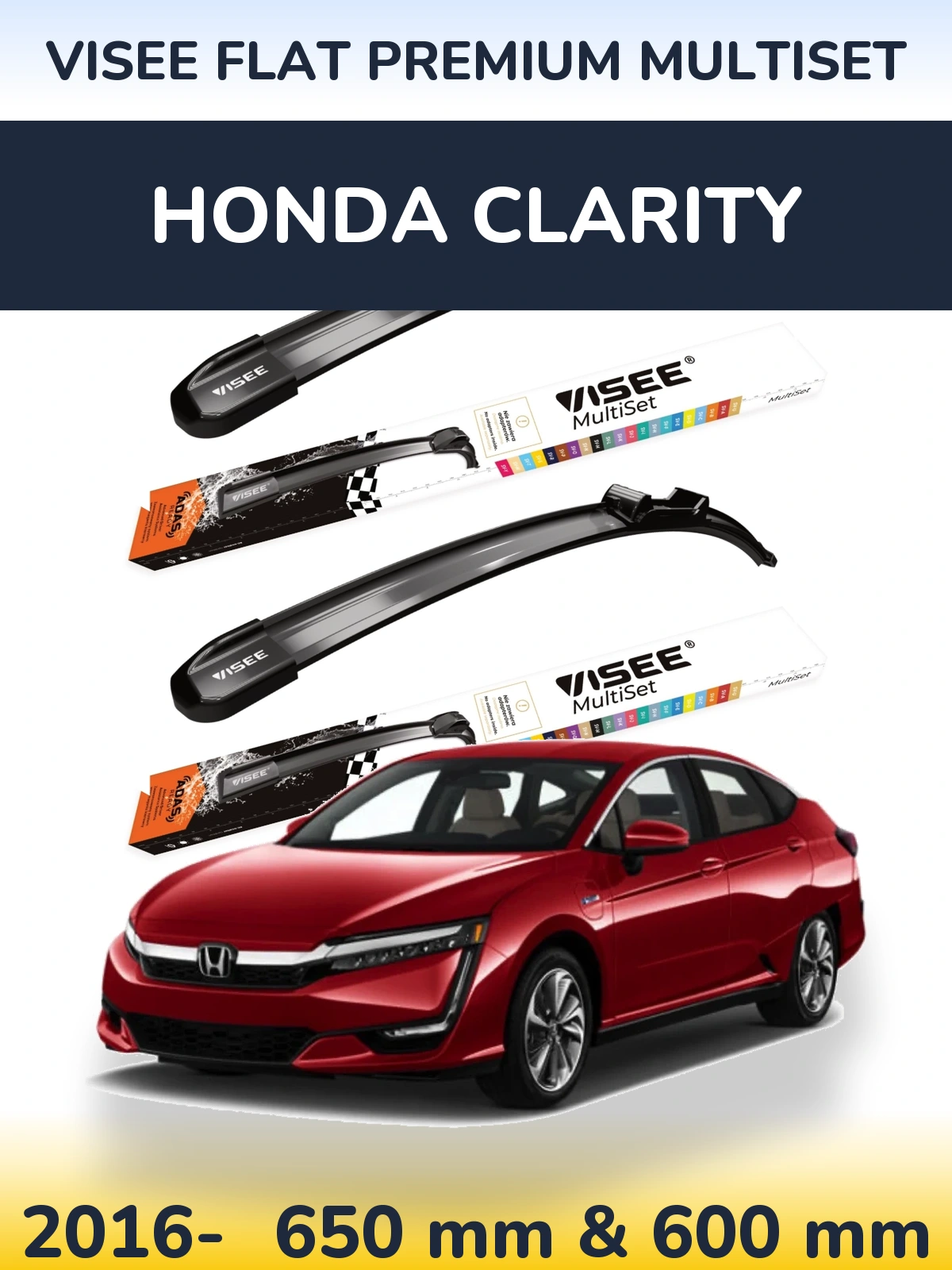 Sada předních stěračů VISEE FLAT PREMIUM MultiSet 650 a 600 mm pro Honda Clarity 2016-2026