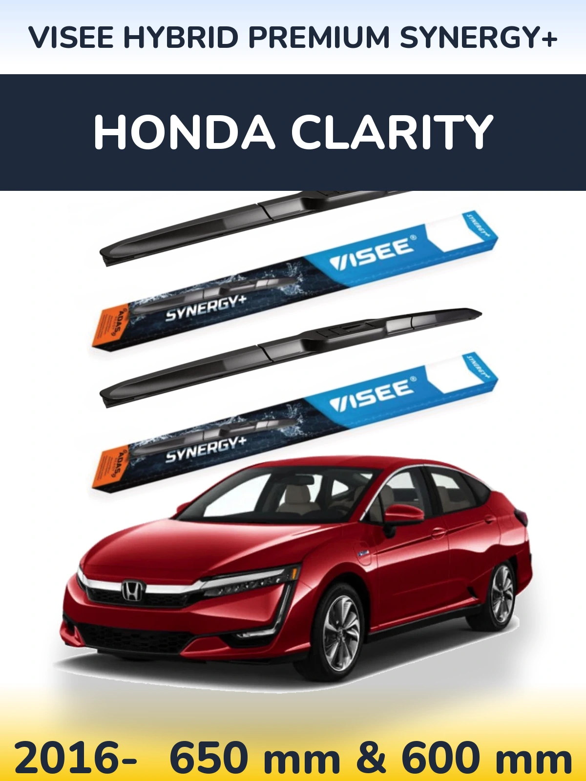 Sada předních stěračů VISEE HYBRID PREMIUM SYNERGY+ 650 a 600 mm pro Honda Clarity 2016-2026