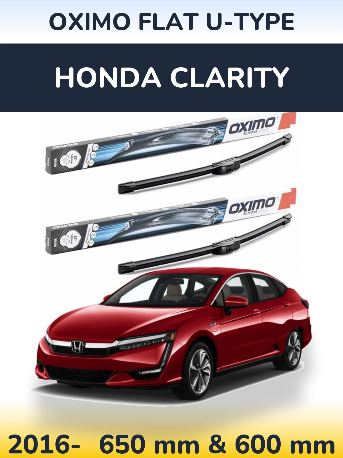 Sada předních stěračů Oximo Flat U-type 650 a 600 mm pro Honda Clarity 2016-2026