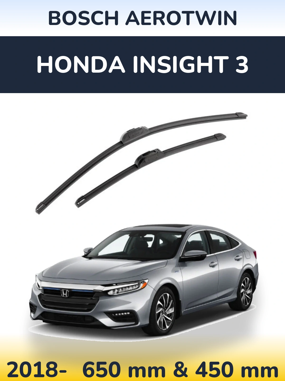 Комплект передніх щіток BOSCH AeroTwin 650 & 450 мм для Honda Insight 3 2018-2026