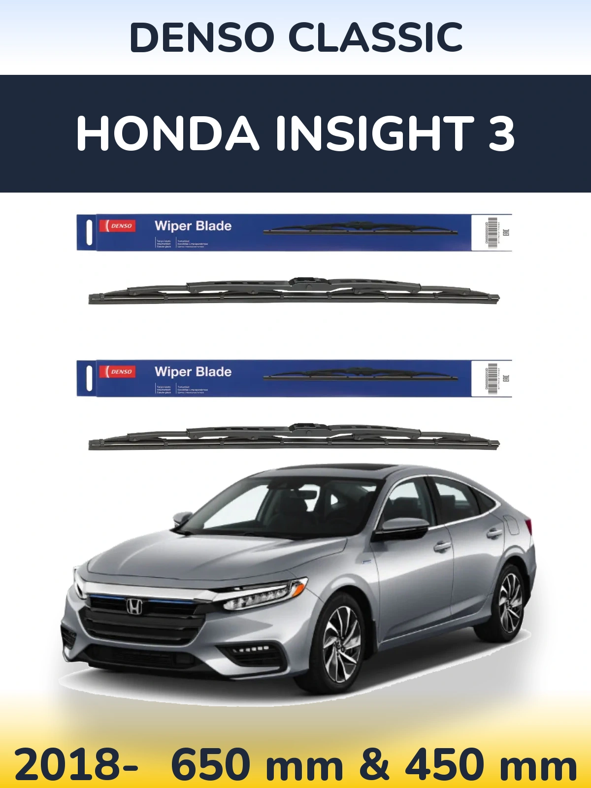 Sada předních stěračů Denso Classic 650 a 450 mm pro Honda Insight 3 2018-2026