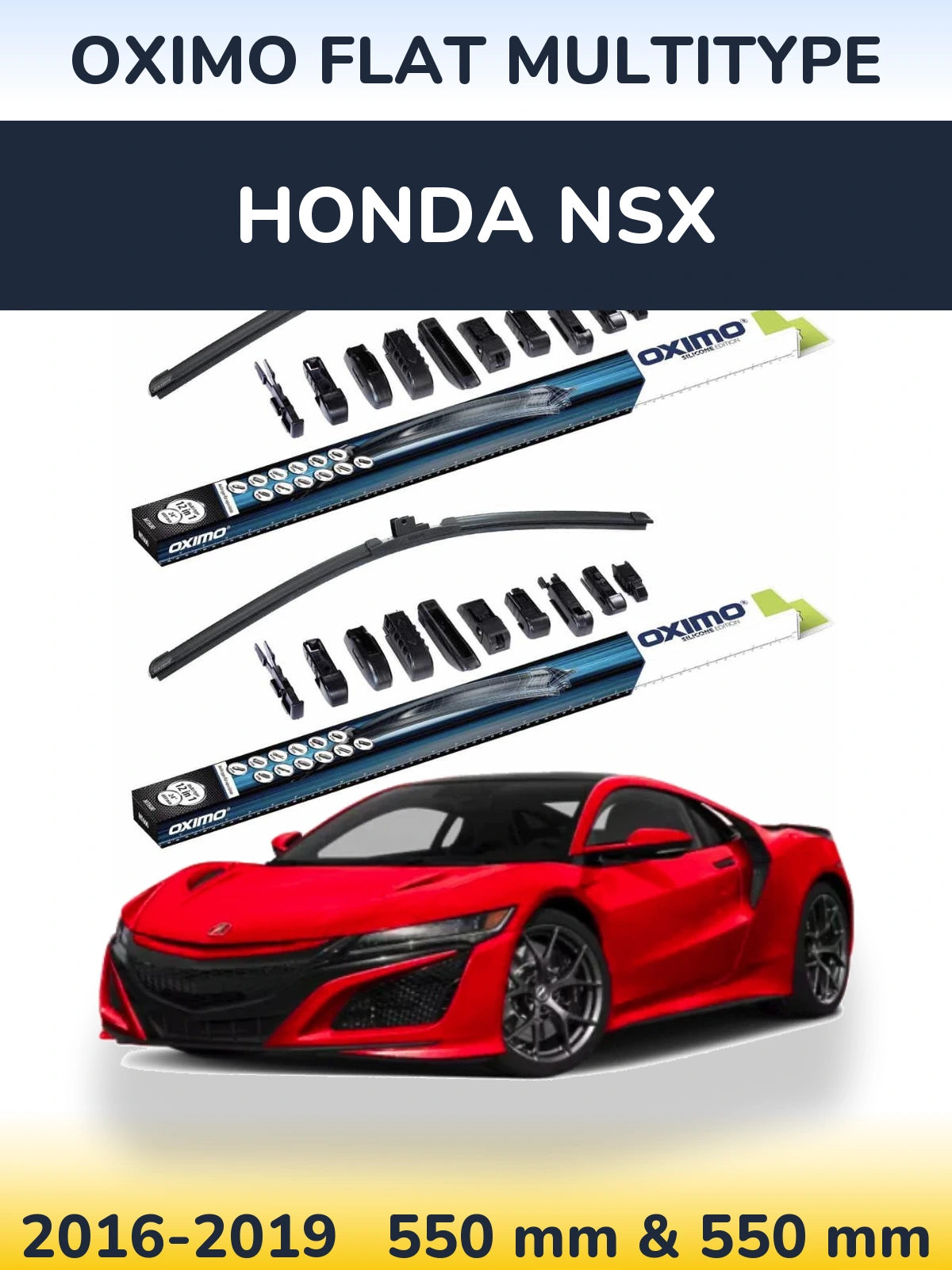 Sada předních stěračů Oximo Flat MultiType 550 a 550 mm pro Honda NSX 2016-2019