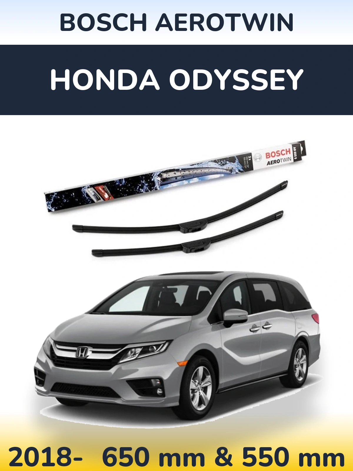 Sada předních stěračů BOSCH AeroTwin 650 a 550 mm pro Honda Odyssey 2018-2026