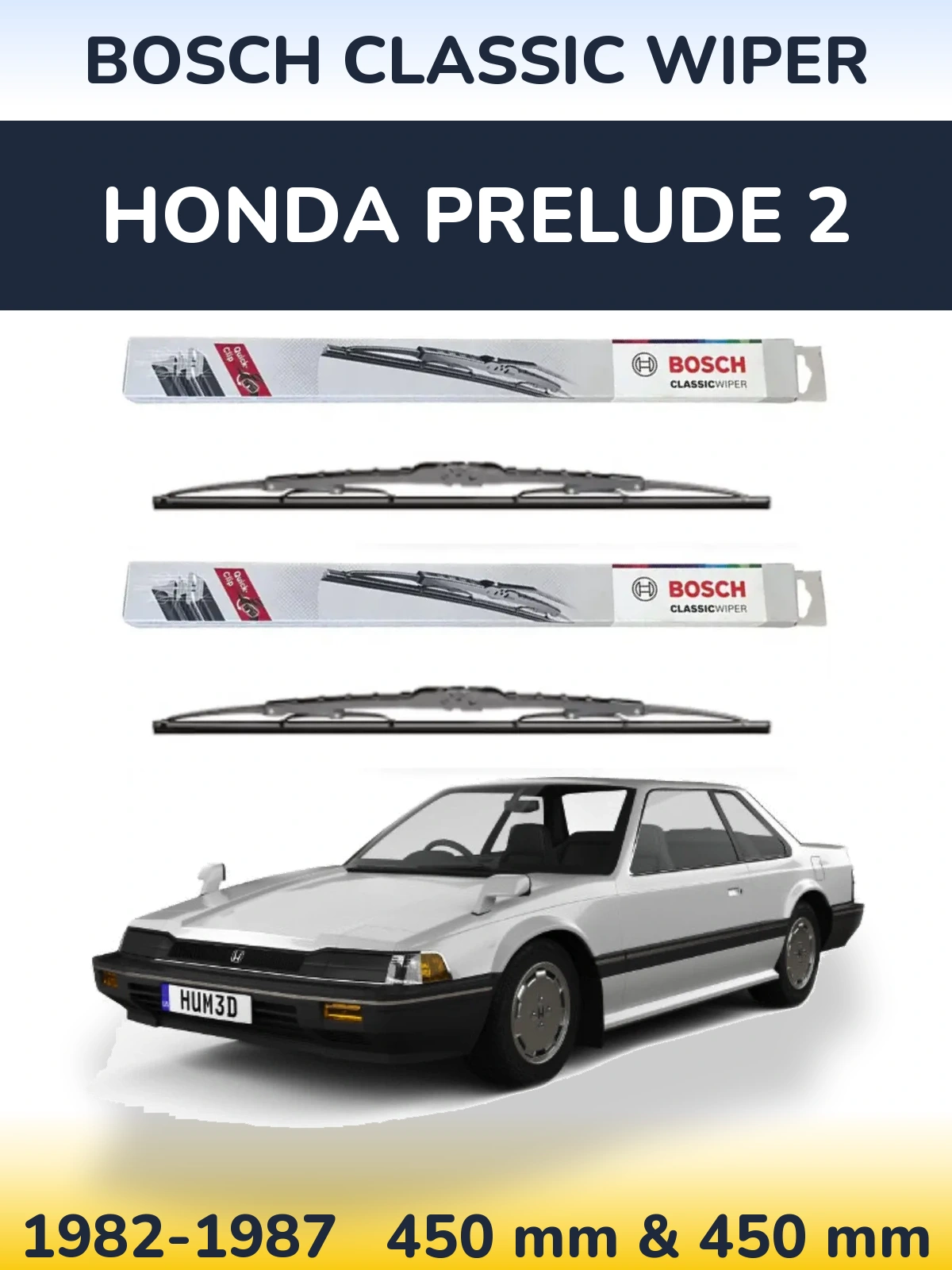 Sada předních stěračů BOSCH Classic Wiper 450 a 450 mm pro Honda Prelude 2 1982-1987