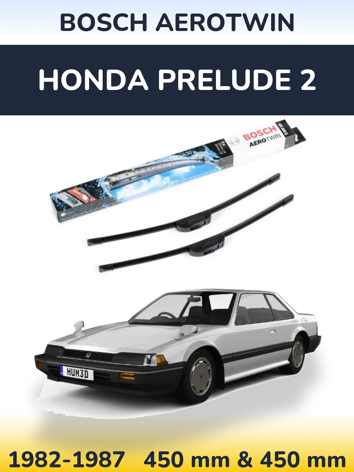 Комплект передніх щіток BOSCH AeroTwin 450 & 450 мм для Honda Prelude 2 1982-1987