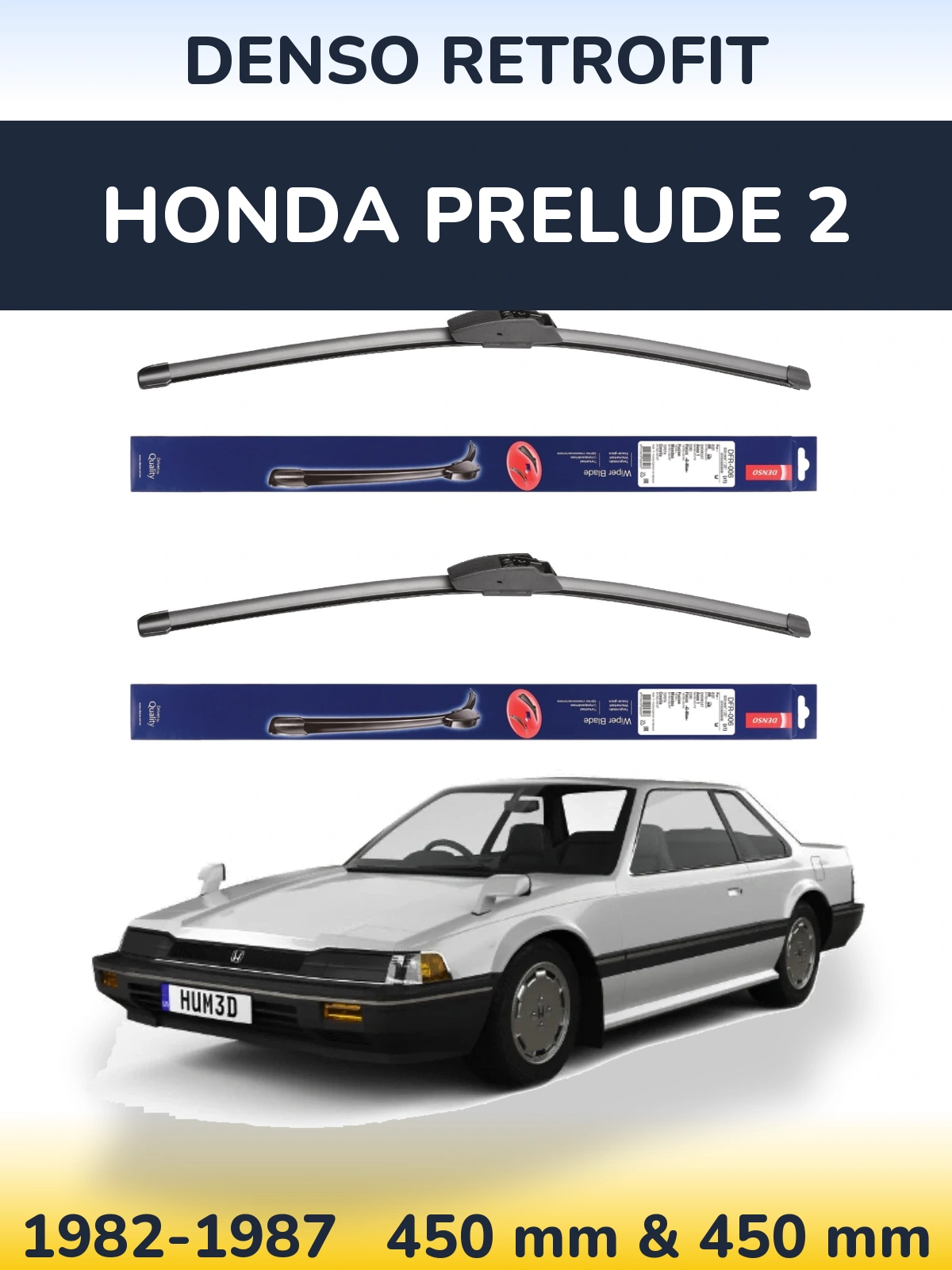 Sada předních stěračů Denso Retrofit 450 a 450 mm pro Honda Prelude 2 1982-1987