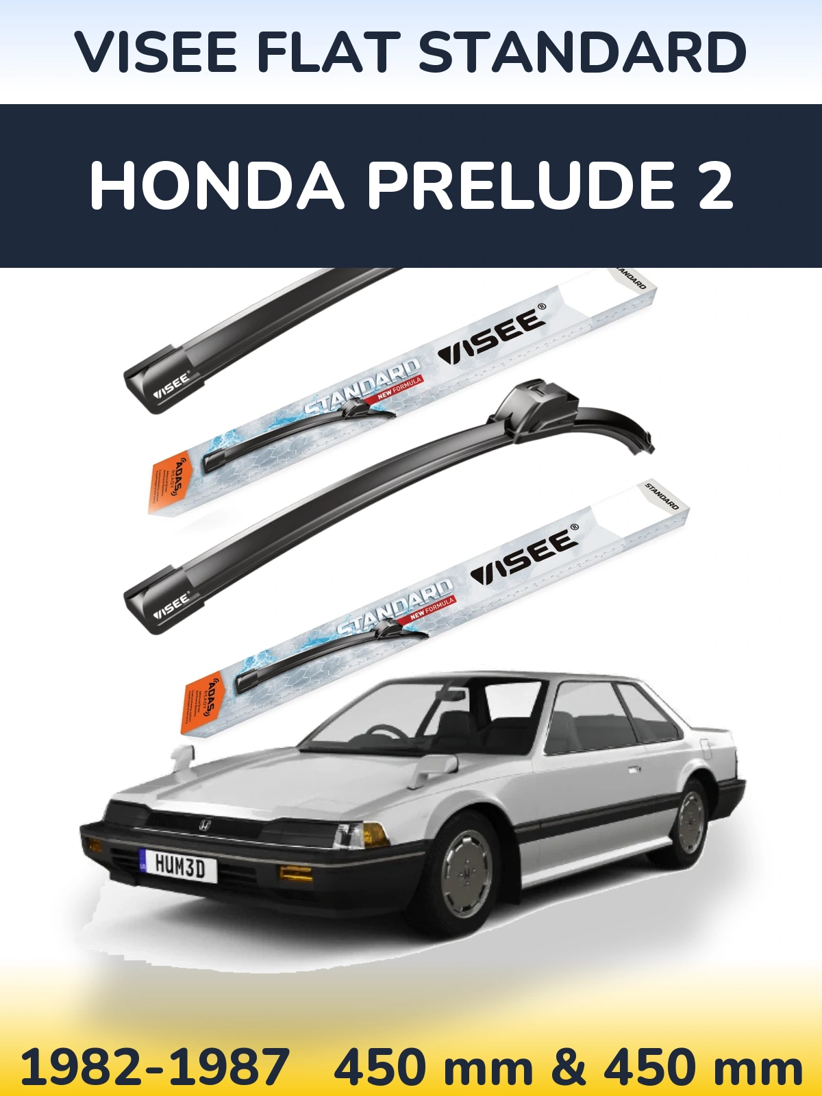 Sada předních stěračů VISEE FLAT STANDARD 450 a 450 mm pro Honda Prelude 2 1982-1987