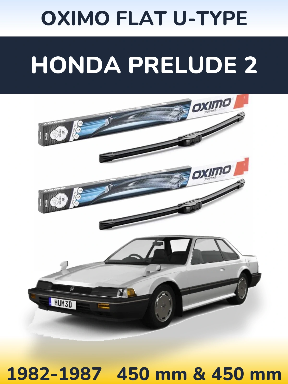 Комплект передніх щіток Oximo Flat U-type 450 & 450 мм для Honda Prelude 2 1982-1987