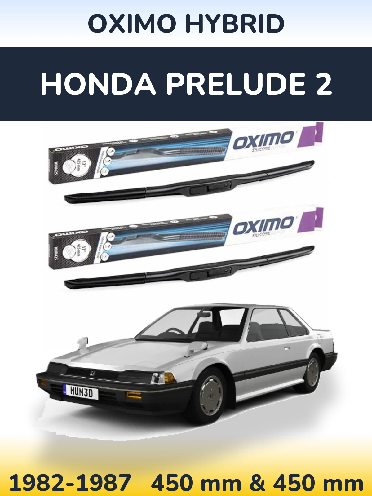 Комплект передніх щіток Oximo Hybrid 450 & 450 мм для Honda Prelude 2 1982-1987