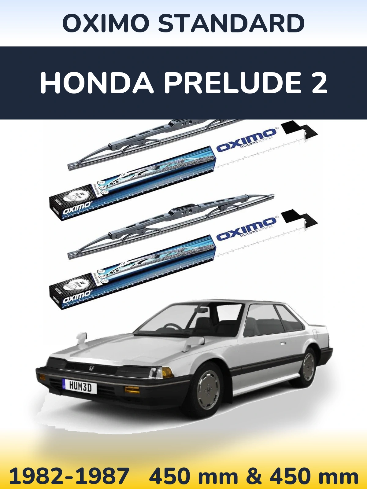Комплект передніх щіток Oximo Standard 450 & 450 мм для Honda Prelude 2 1982-1987