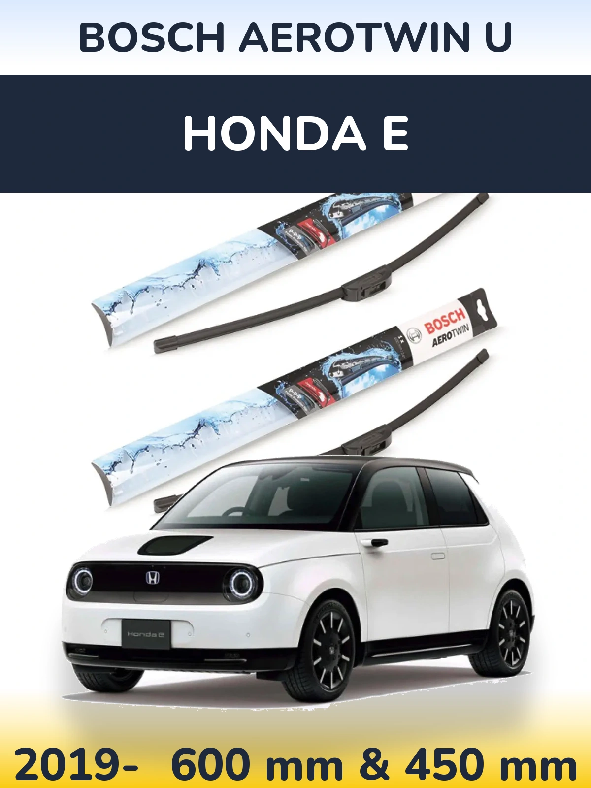 Sada předních stěračů BOSCH AeroTwin U 600 a 450 mm pro Honda E 2019-2026