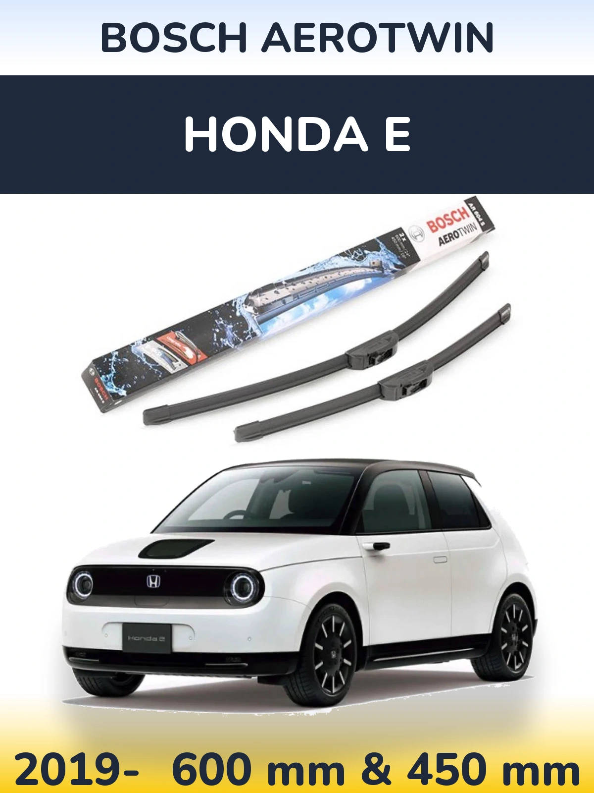 Sada předních stěračů BOSCH AeroTwin 600 a 450 mm pro Honda E 2019-2026