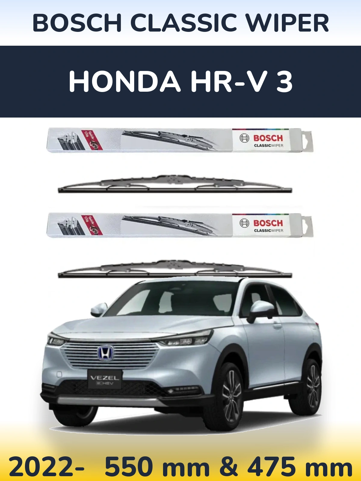 Sada předních stěračů BOSCH Classic Wiper 550 a 475 mm pro Honda HR-V 3 2022-2026