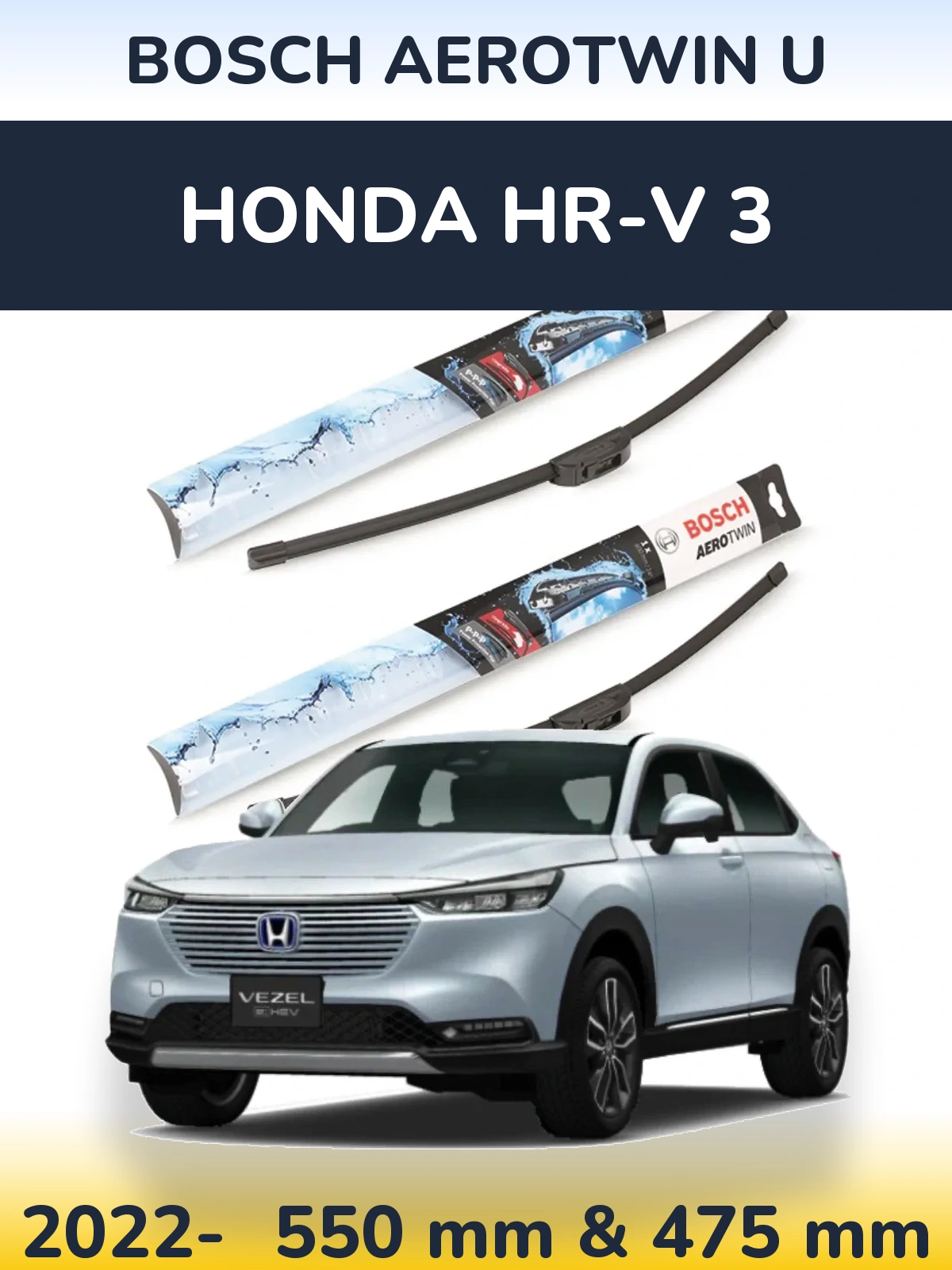 Sada předních stěračů BOSCH AeroTwin U 550 a 475 mm pro Honda HR-V 3 2022-2026