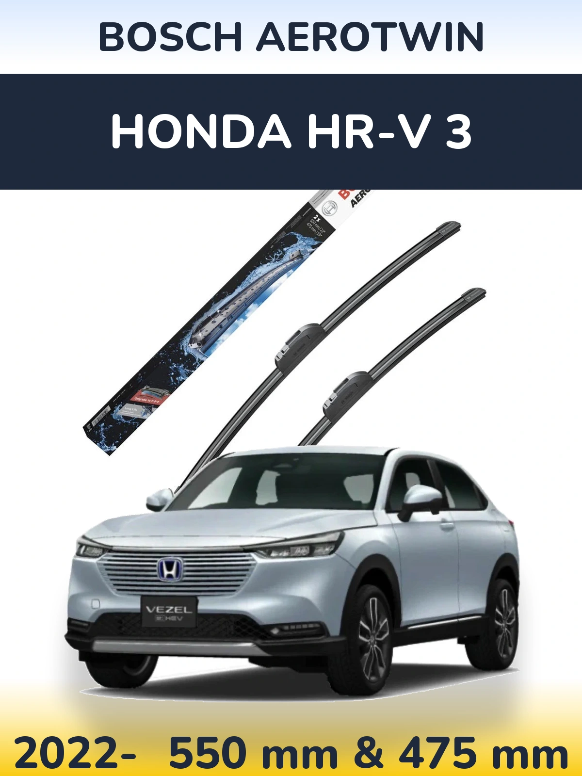 Sada předních stěračů BOSCH AeroTwin 550 a 475 mm pro Honda HR-V 3 2022-2026