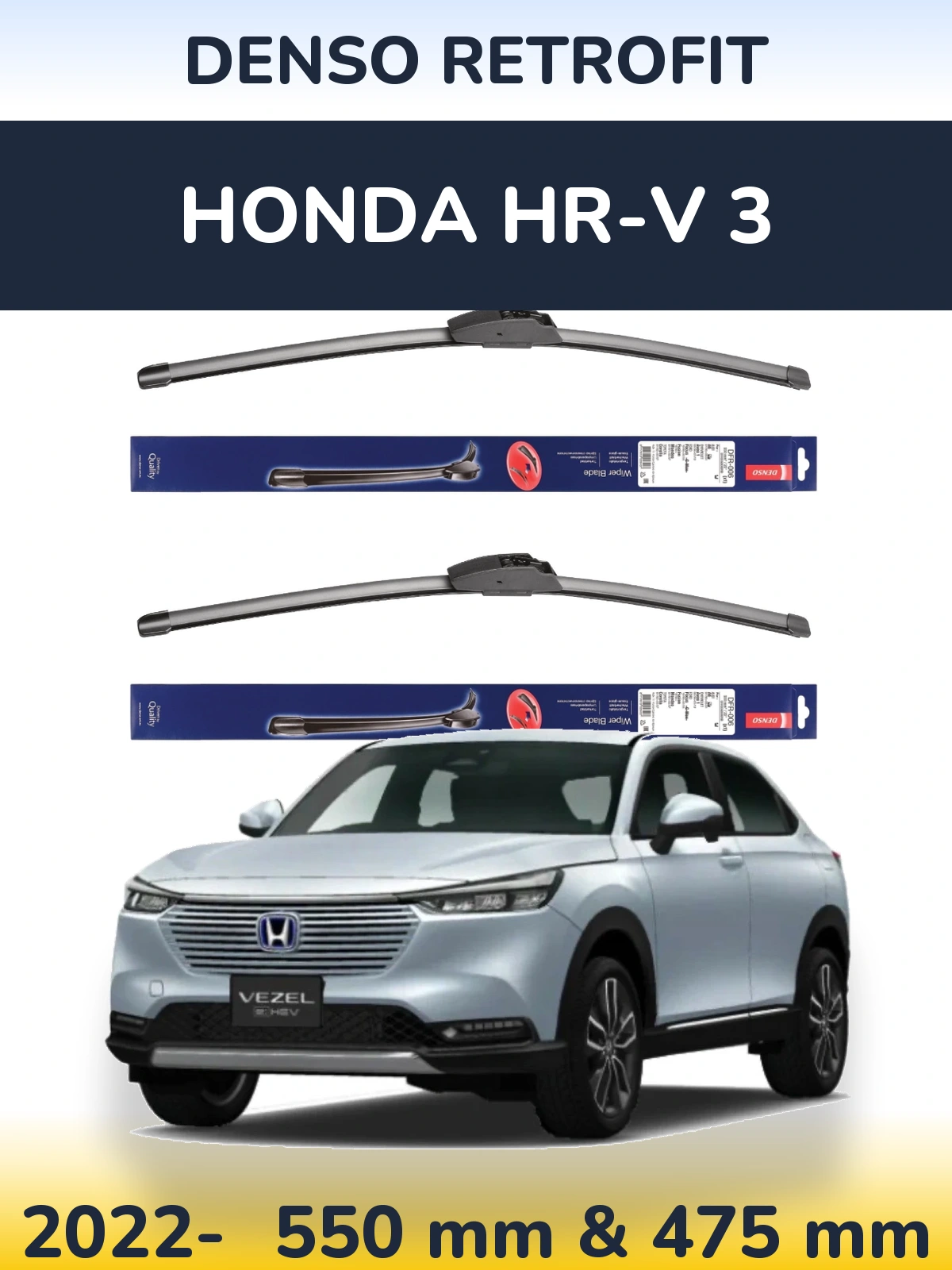 Sada předních stěračů Denso Retrofit 550 a 475 mm pro Honda HR-V 3 2022-2026
