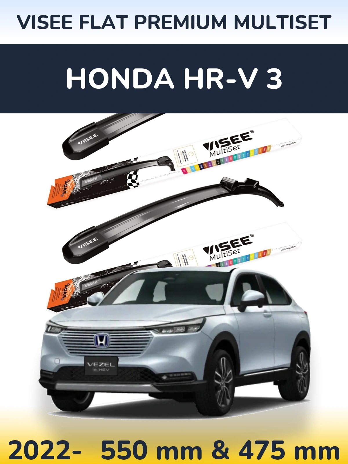 Sada předních stěračů VISEE FLAT PREMIUM MultiSet 550 a 475 mm pro Honda HR-V 3 2022-2026
