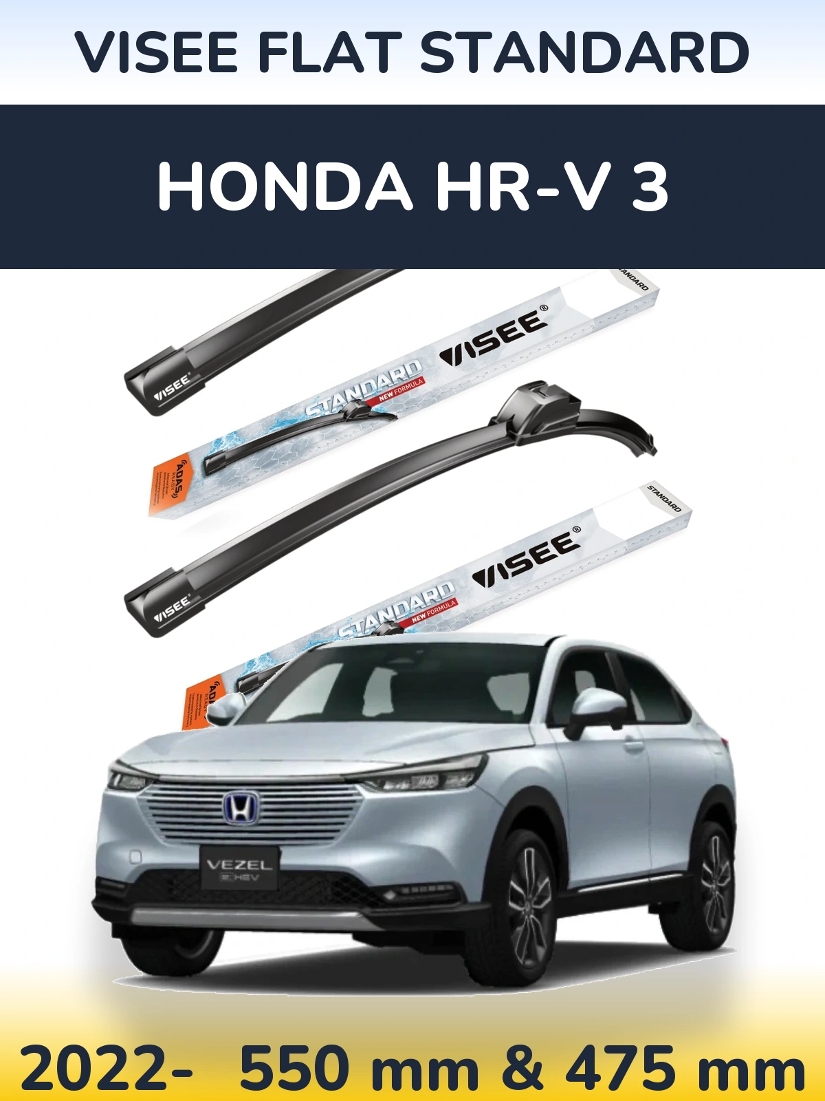 Sada předních stěračů VISEE FLAT STANDARD 550 a 475 mm pro Honda HR-V 3 2022-2026