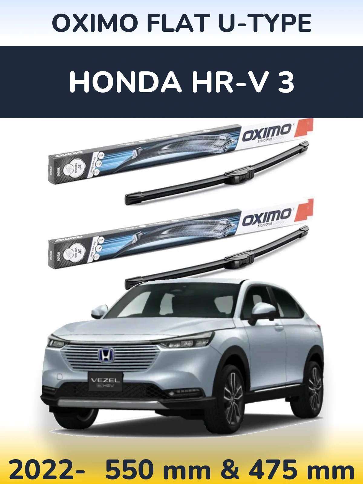 Sada předních stěračů Oximo Flat U-type 550 a 475 mm pro Honda HR-V 3 2022-2026
