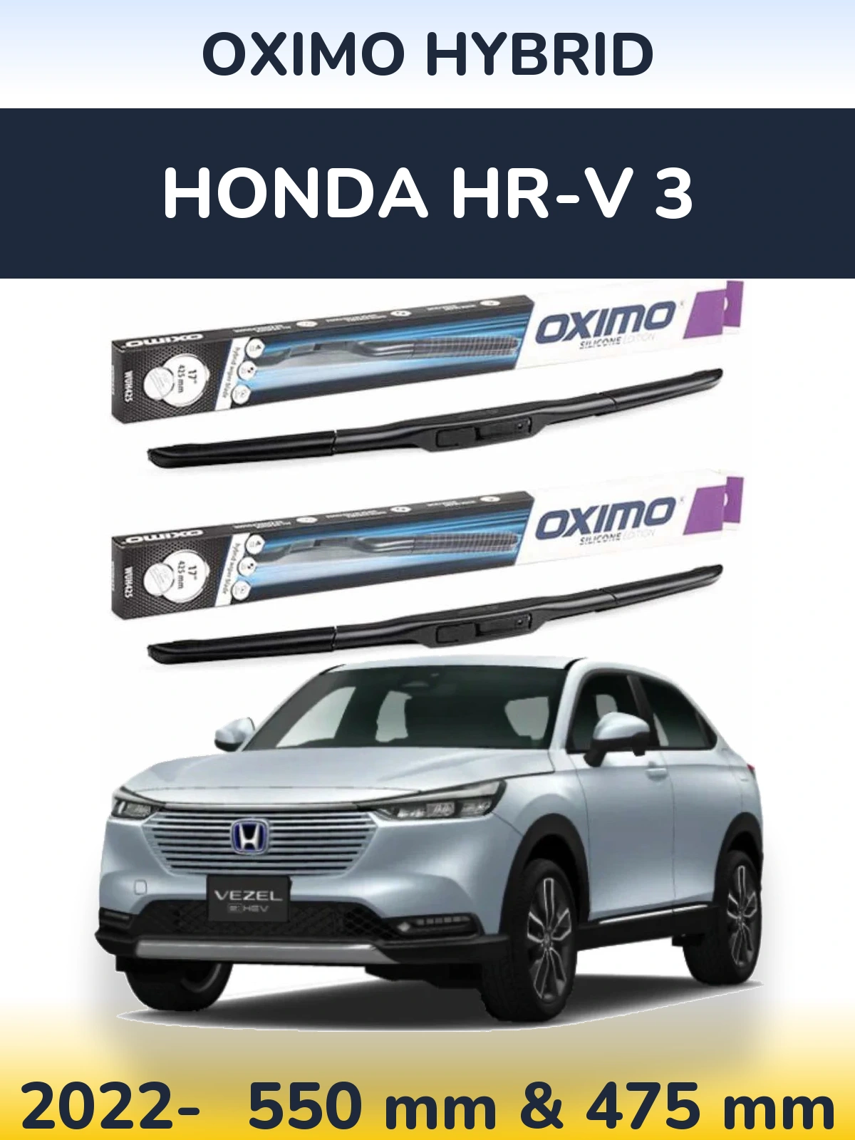 Sada předních stěračů Oximo Hybrid 550 a 475 mm pro Honda HR-V 3 2022-2026