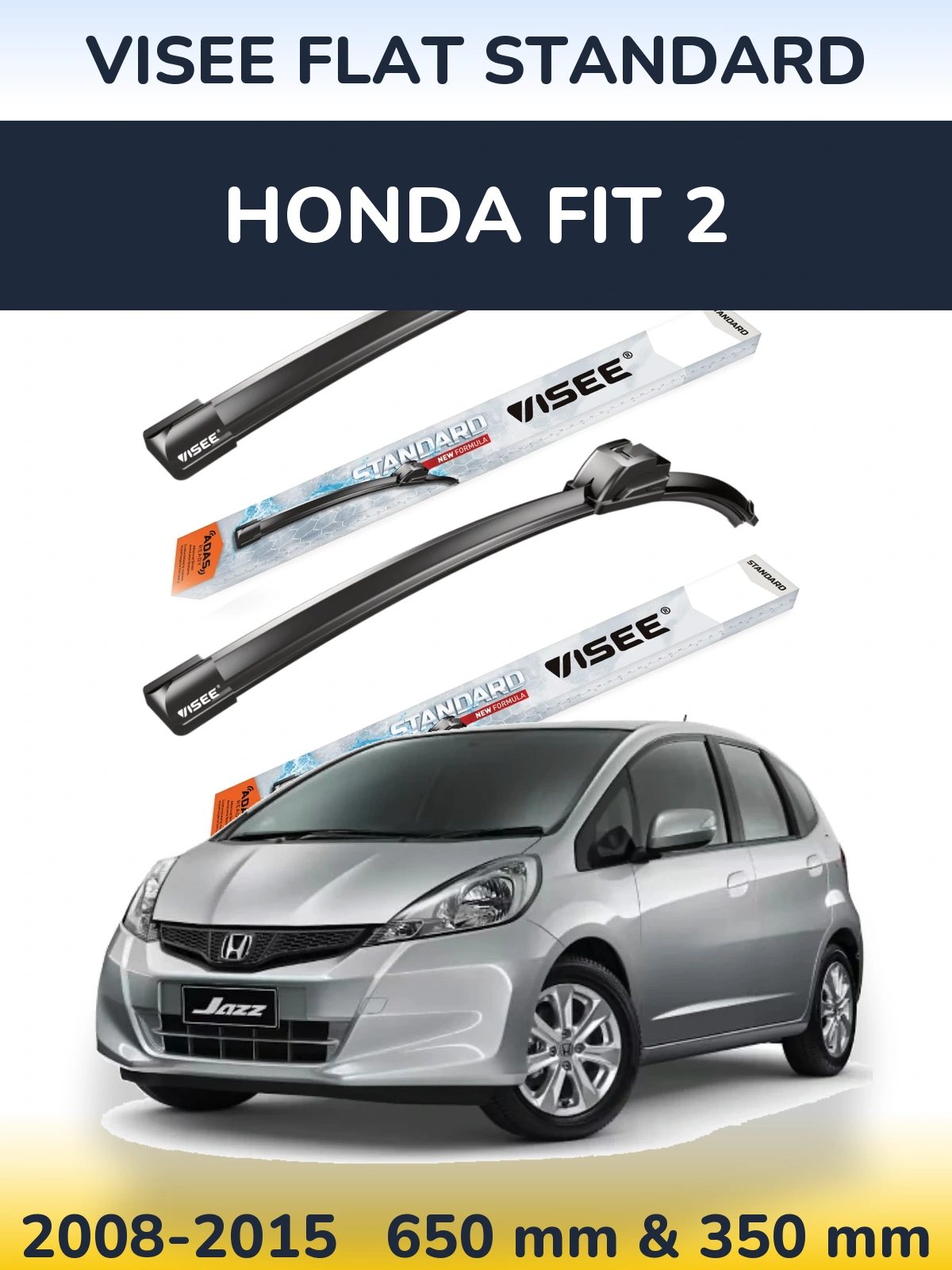 Sada předních stěračů VISEE FLAT STANDARD 650 a 350 mm pro Honda Fit 2 2008-2015