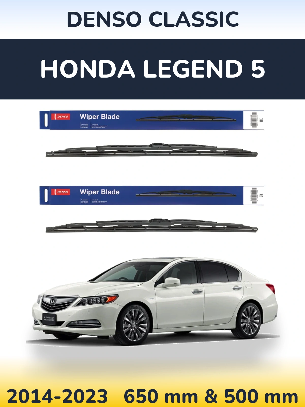Sada předních stěračů Denso Classic 650 a 500 mm pro Honda Legend 5 2014-2023