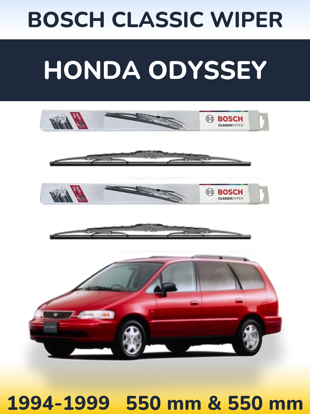 Sada předních stěračů BOSCH Classic Wiper 550 a 550 mm pro Honda Odyssey 1994-1999