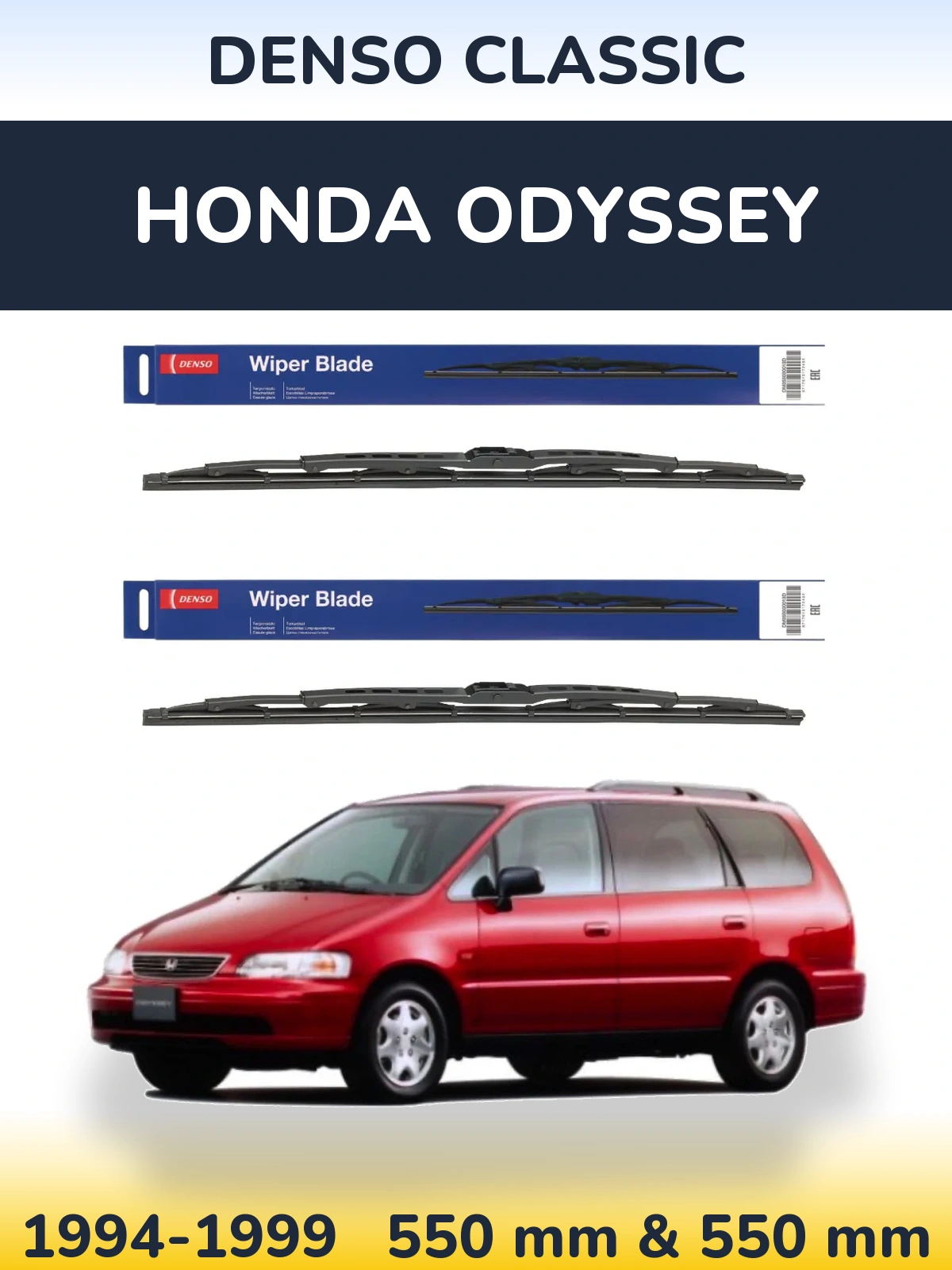 Front wiper blade set Denso Classic 550 & 550 mm for Honda Odyssey 1994-1999