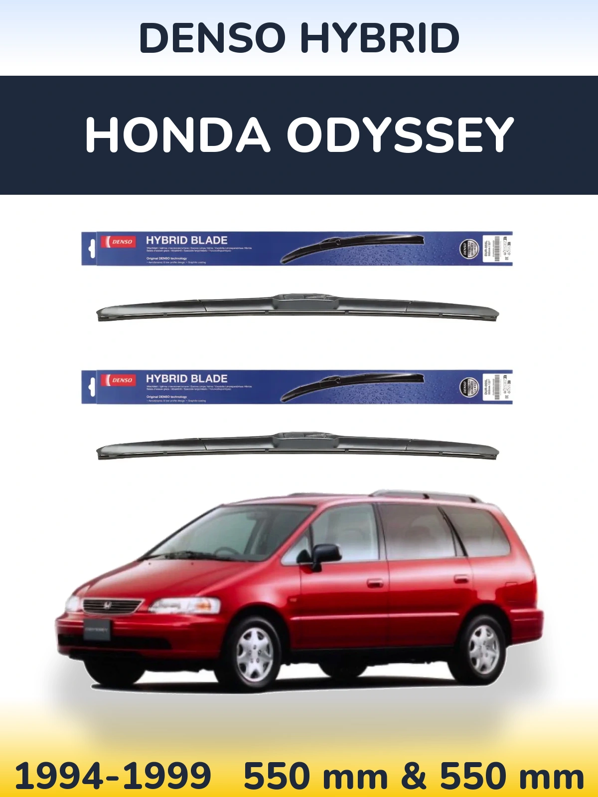 Sada předních stěračů Denso Hybrid 550 a 550 mm pro Honda Odyssey 1994-1999