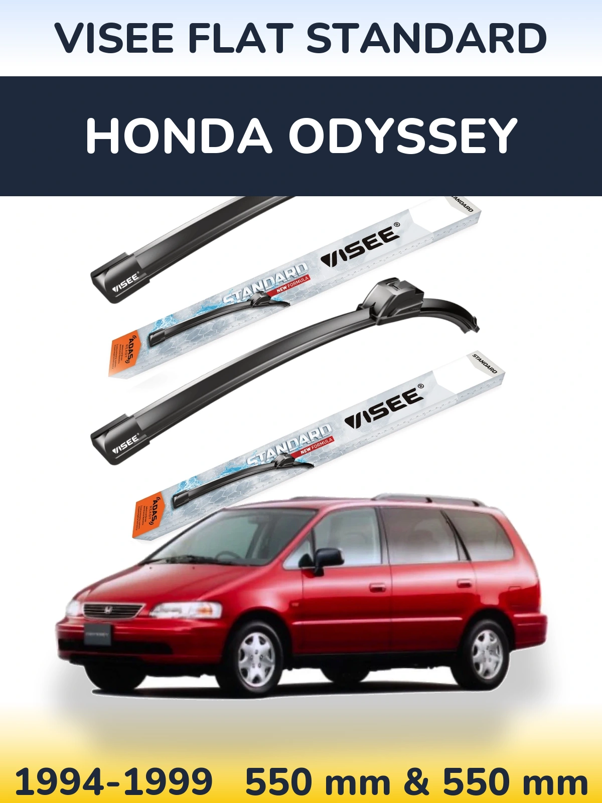 Sada předních stěračů VISEE FLAT STANDARD 550 a 550 mm pro Honda Odyssey 1994-1999