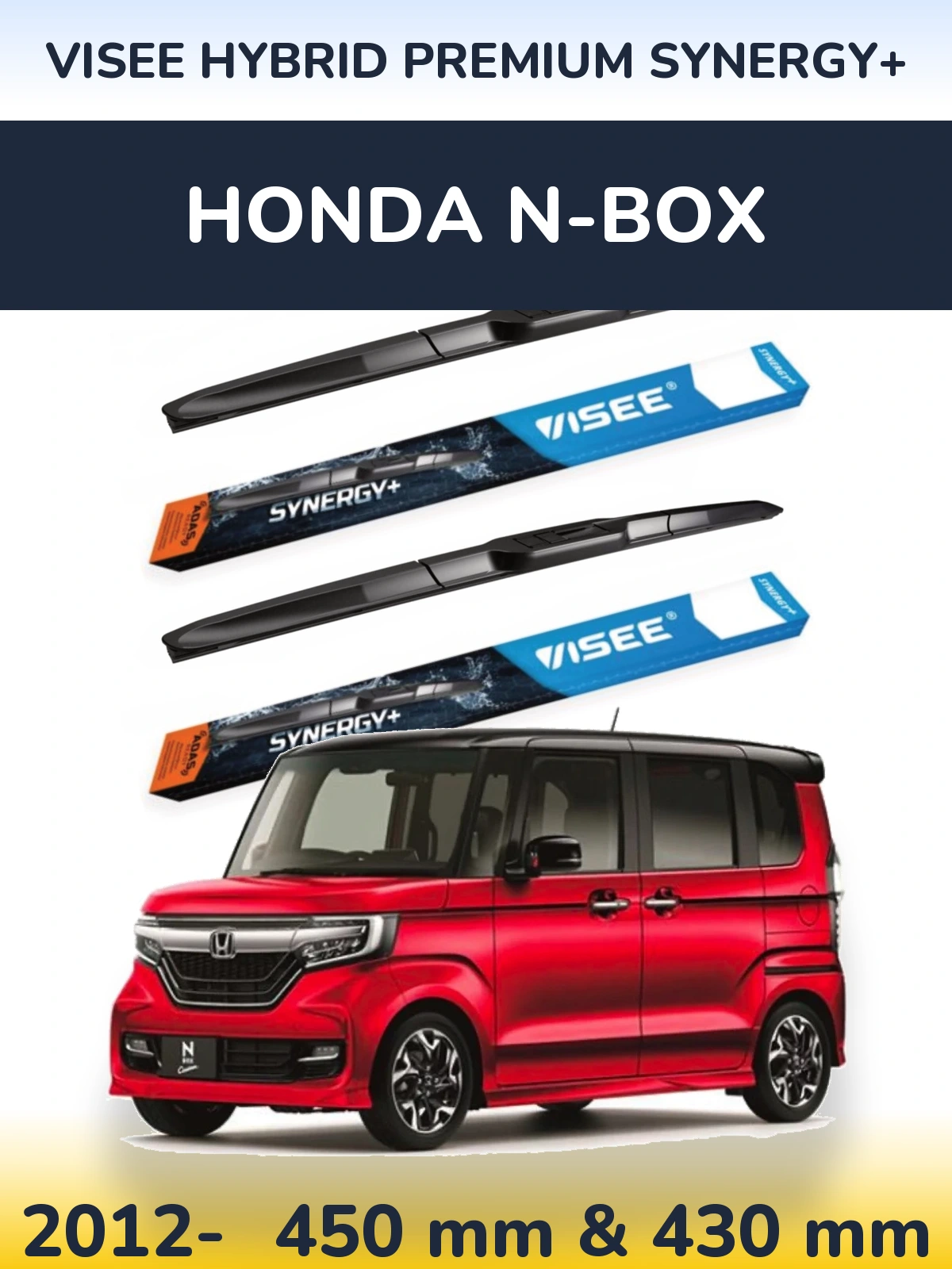 Sada předních stěračů VISEE HYBRID PREMIUM SYNERGY+ 450 a 430 mm pro Honda N-box 2012-2026