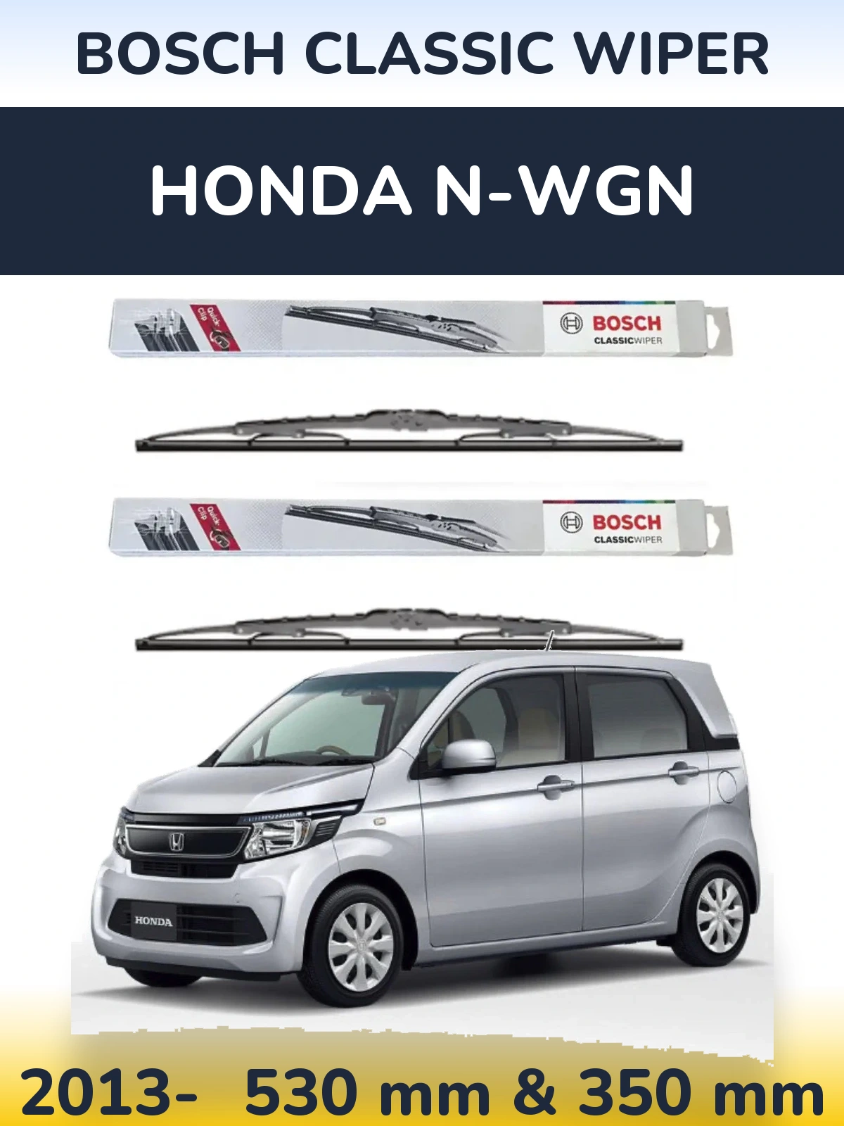 Sada předních stěračů BOSCH Classic Wiper 530 a 340 mm pro Honda N-wgn 2013-2026