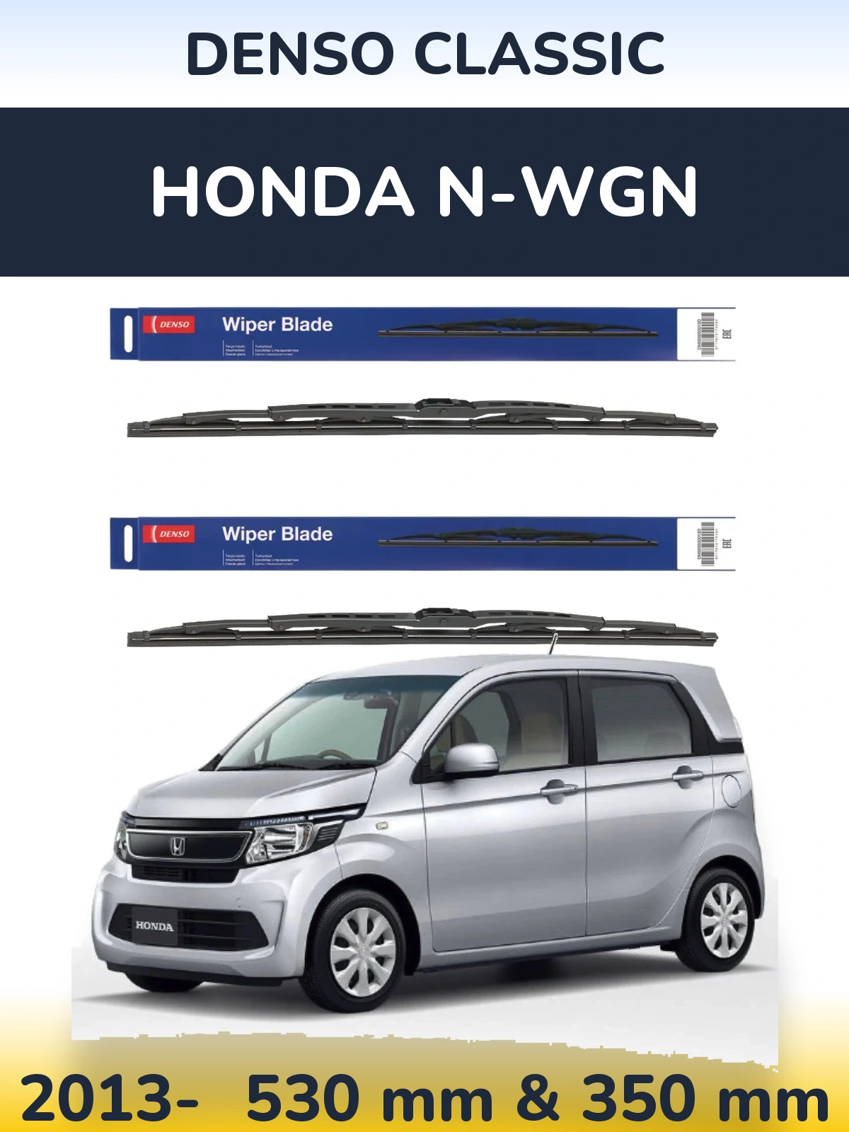 Sada předních stěračů Denso Classic 530 a 350 mm pro Honda N-wgn 2013-2026