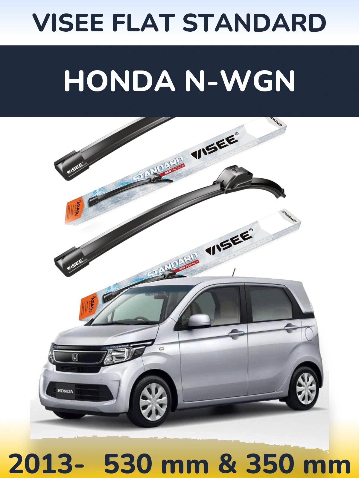 Sada předních stěračů VISEE FLAT STANDARD 530 a 350 mm pro Honda N-wgn 2013-2026