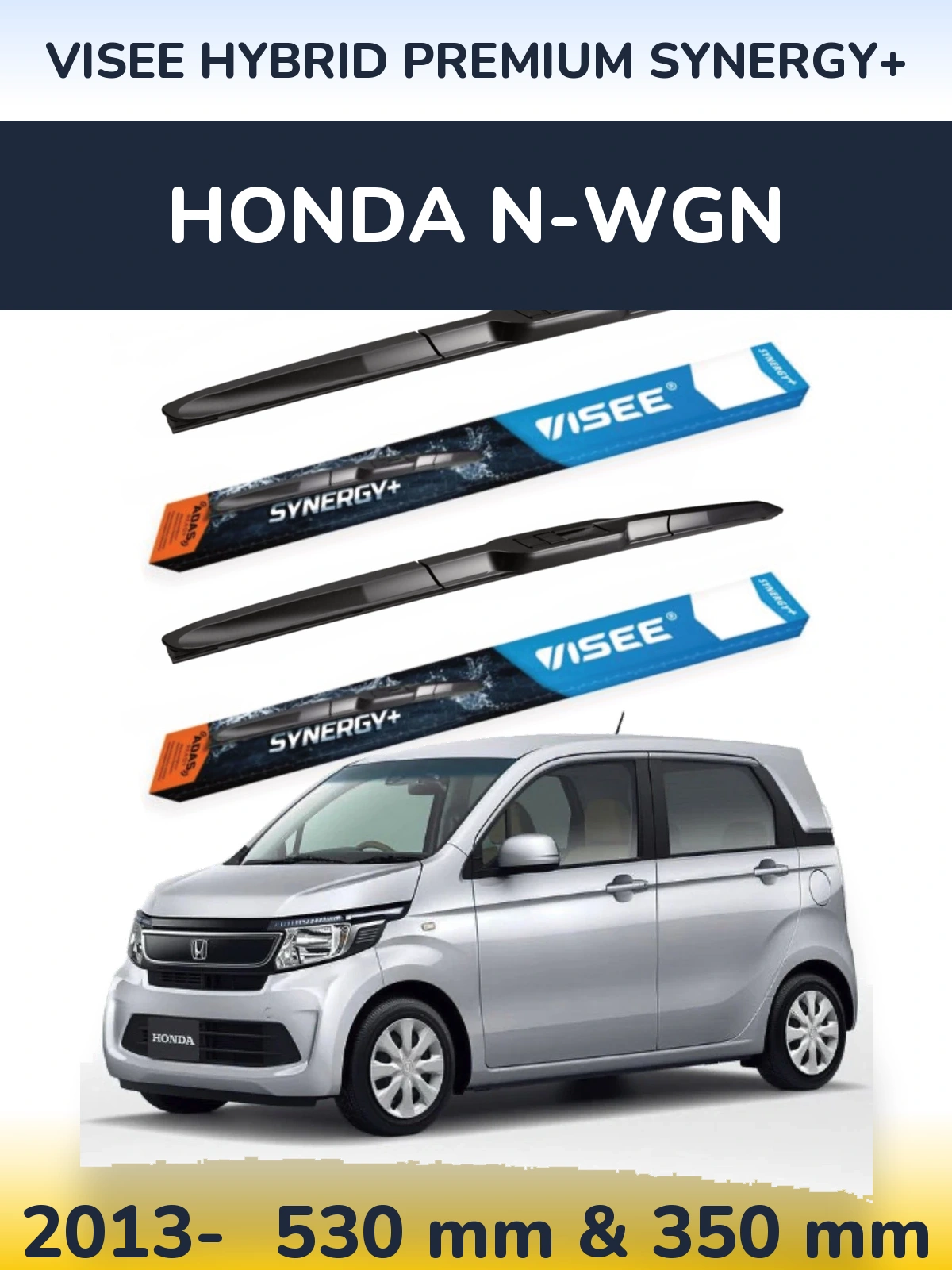 Sada předních stěračů VISEE HYBRID PREMIUM SYNERGY+ 530 a 350 mm pro Honda N-wgn 2013-2026