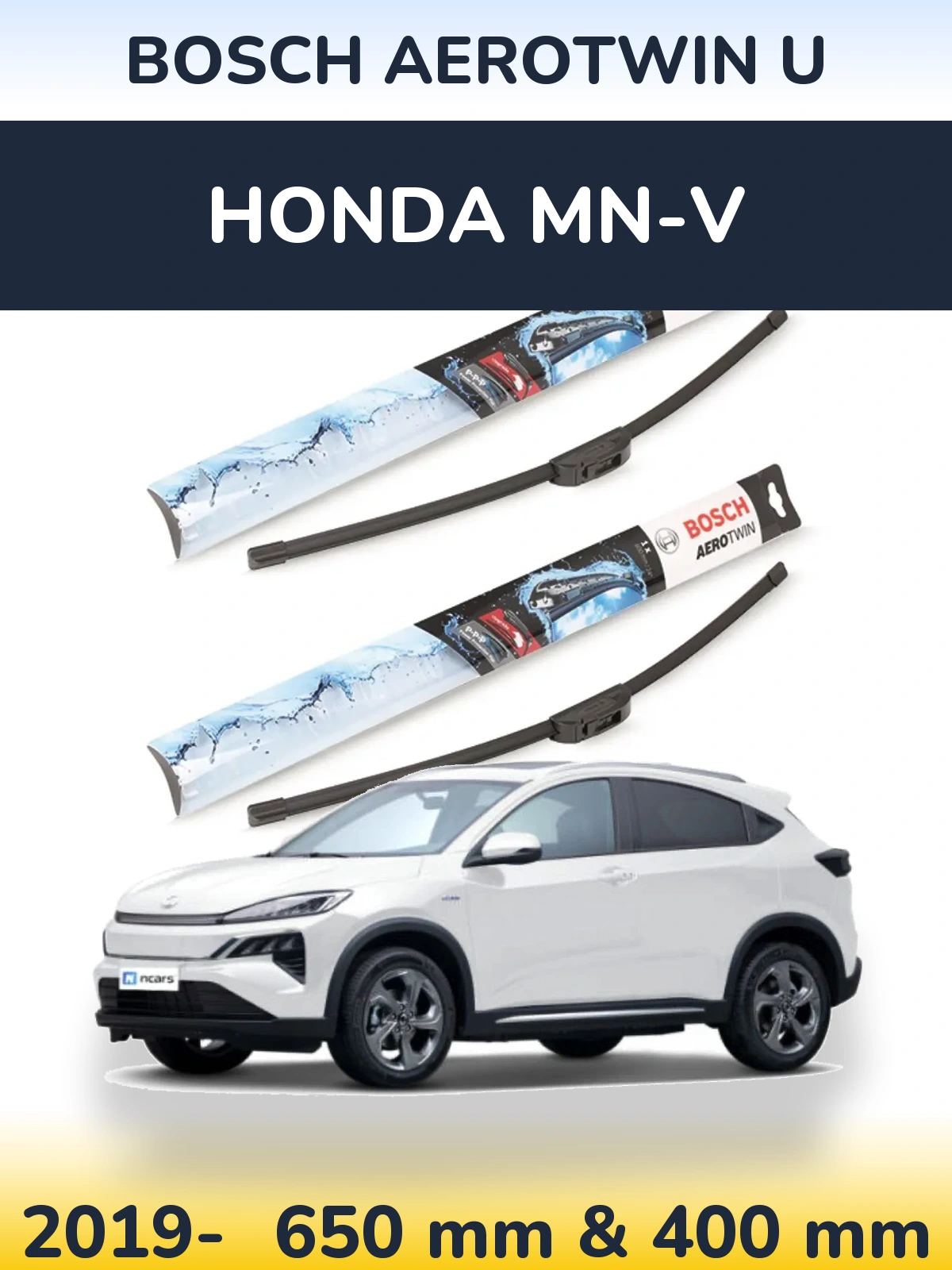 Sada předních stěračů BOSCH AeroTwin U 650 a 400 mm pro Honda MN-V 2019-2026