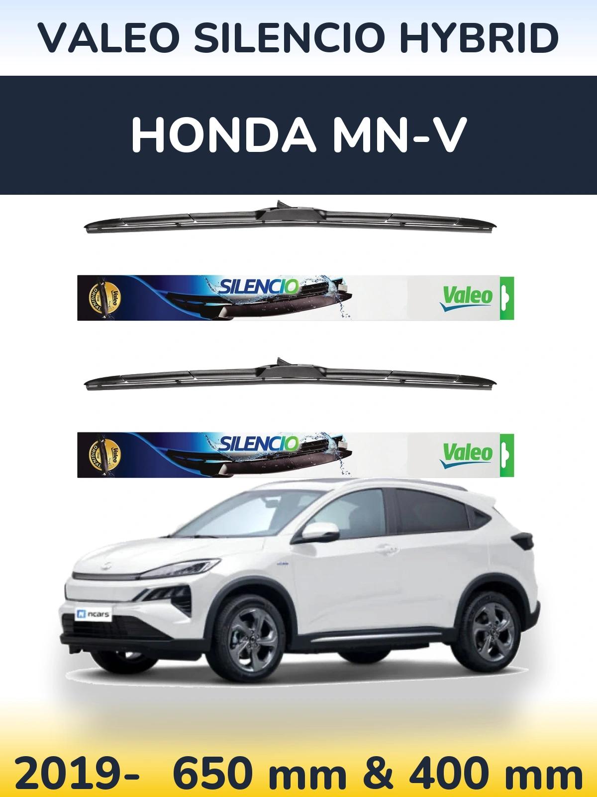 Sada předních stěračů Valeo Silencio Hybrid 650 a 400 mm pro Honda MN-V 2019-2026